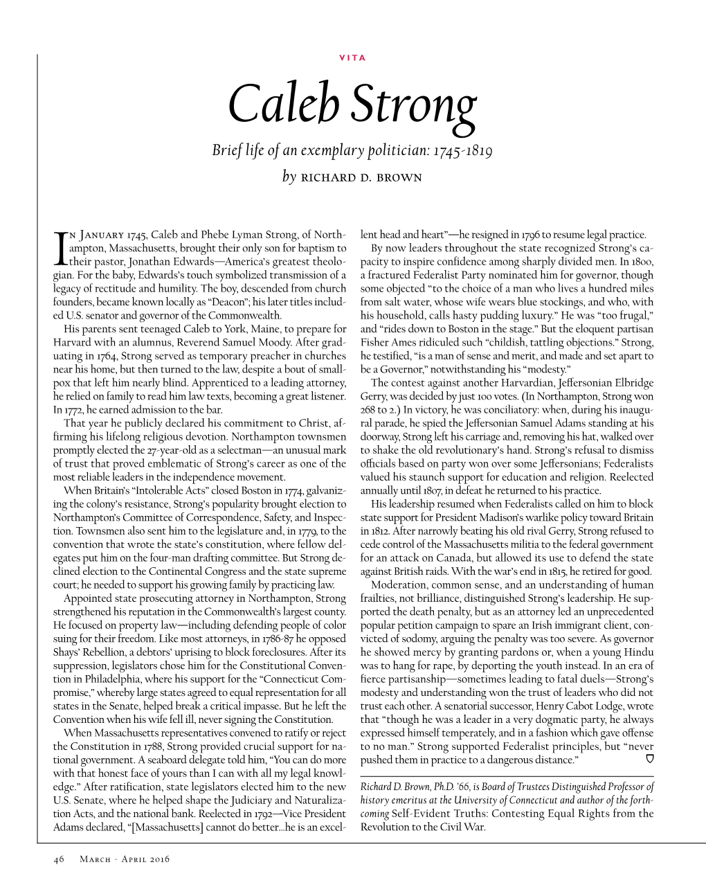 Caleb Strong Brief Life of an Exemplary Politician: 1745-1819 by Richard D