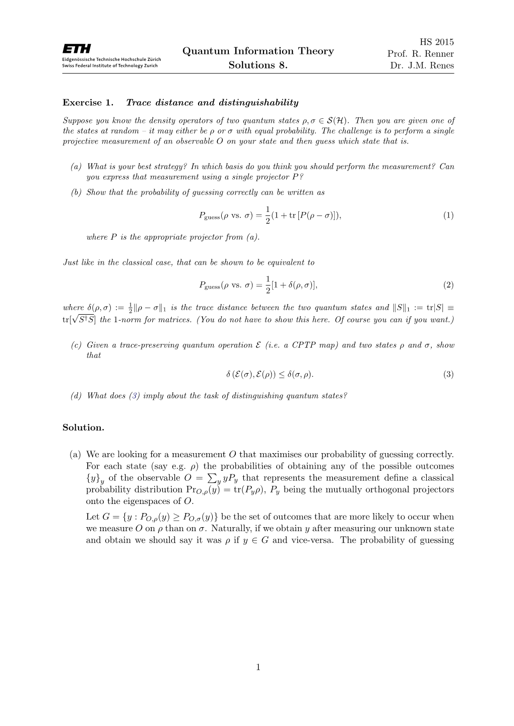 Quantum Information Theory Solutions 8