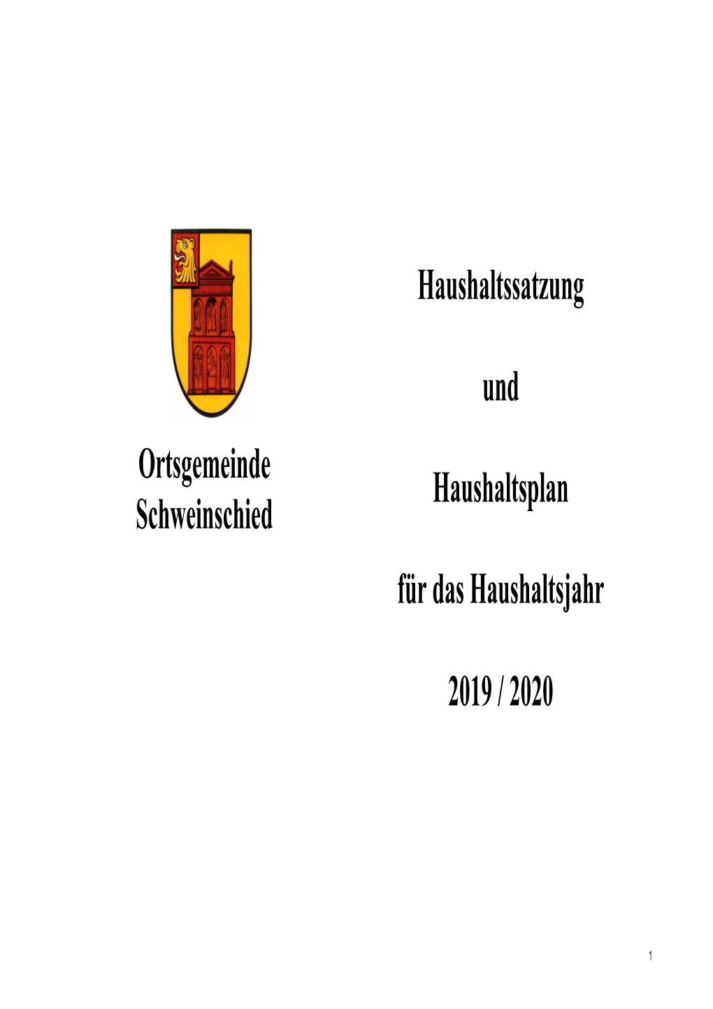 Haushaltsplan Der Ortsgemeinde Schweinschied 2019