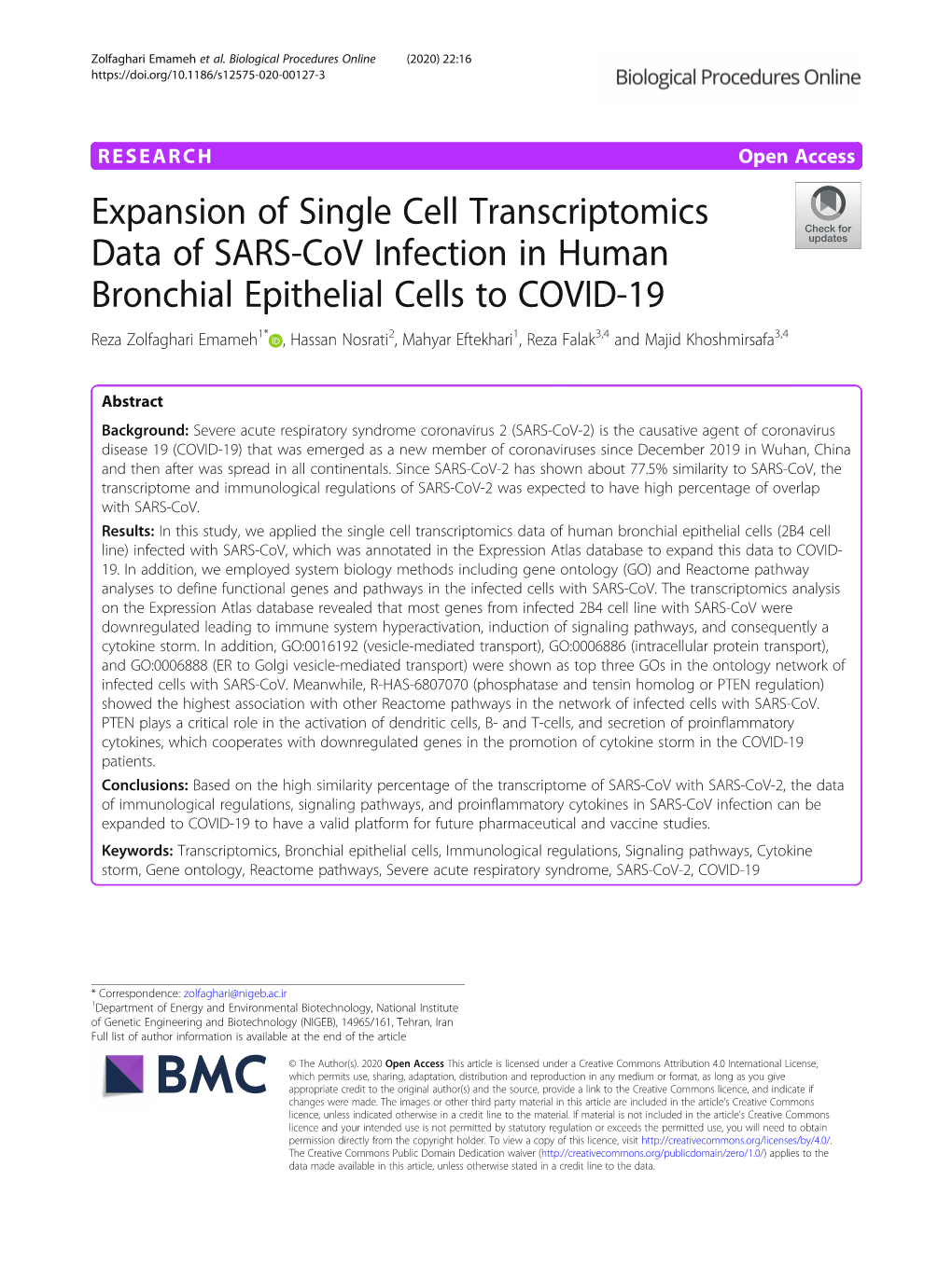 Expansion of Single Cell Transcriptomics Data of SARS-Cov Infection in Human Bronchial Epithelial Cells to COVID-19