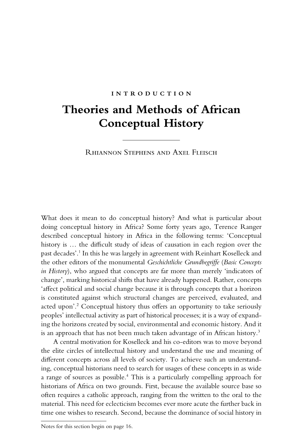 Theories and Methods of African Conceptual History