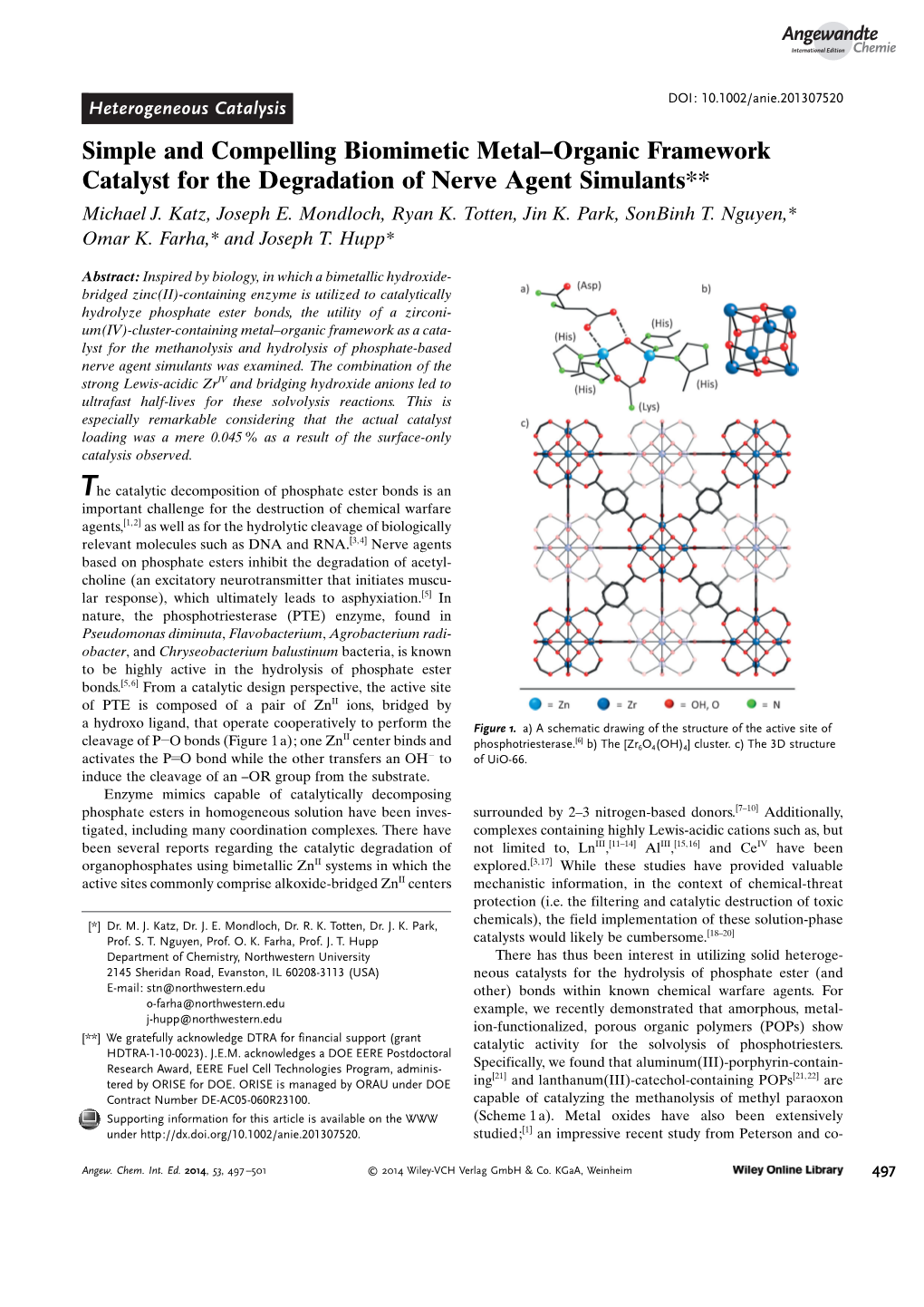 Simple and Compelling Biomimetic Metalorganic Framework Catalyst