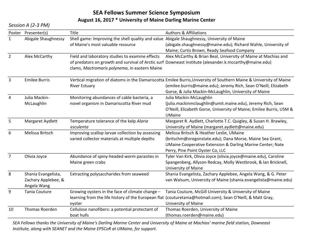 SEA Fellows Summer Science Symposium