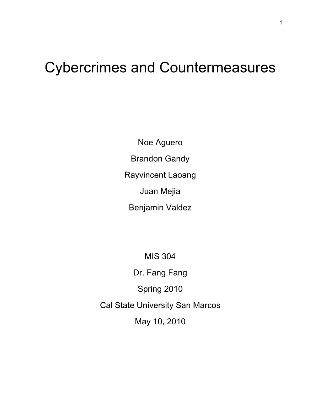 Cybercrimes and Countermeasures