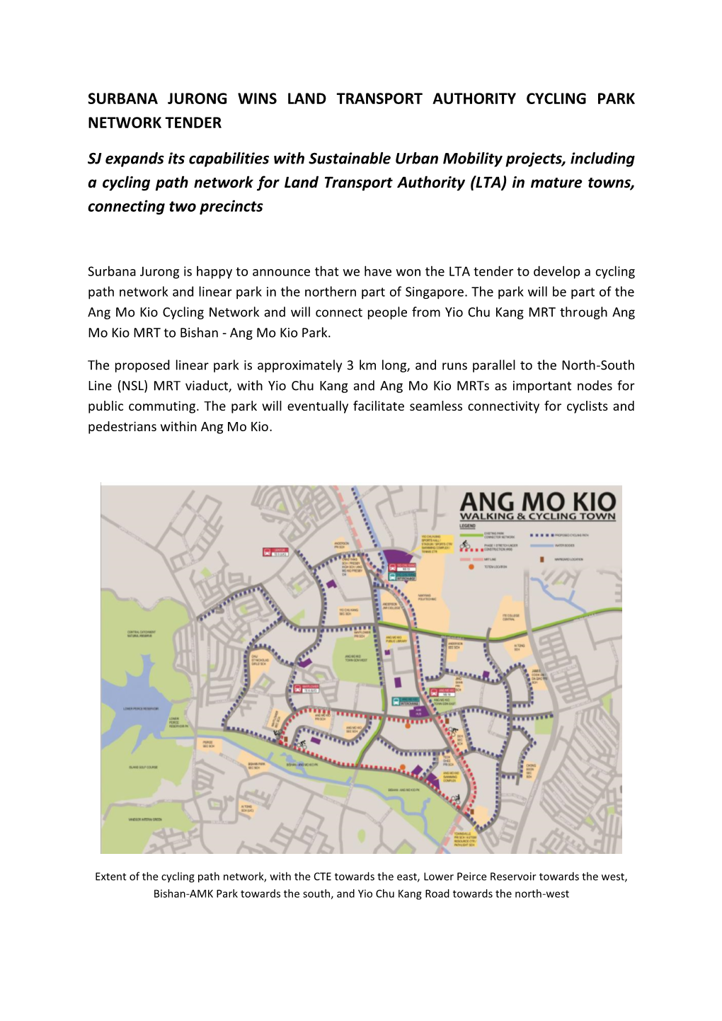 Surbana Jurong Wins Land Transport Authority Cycling Park Network Tender