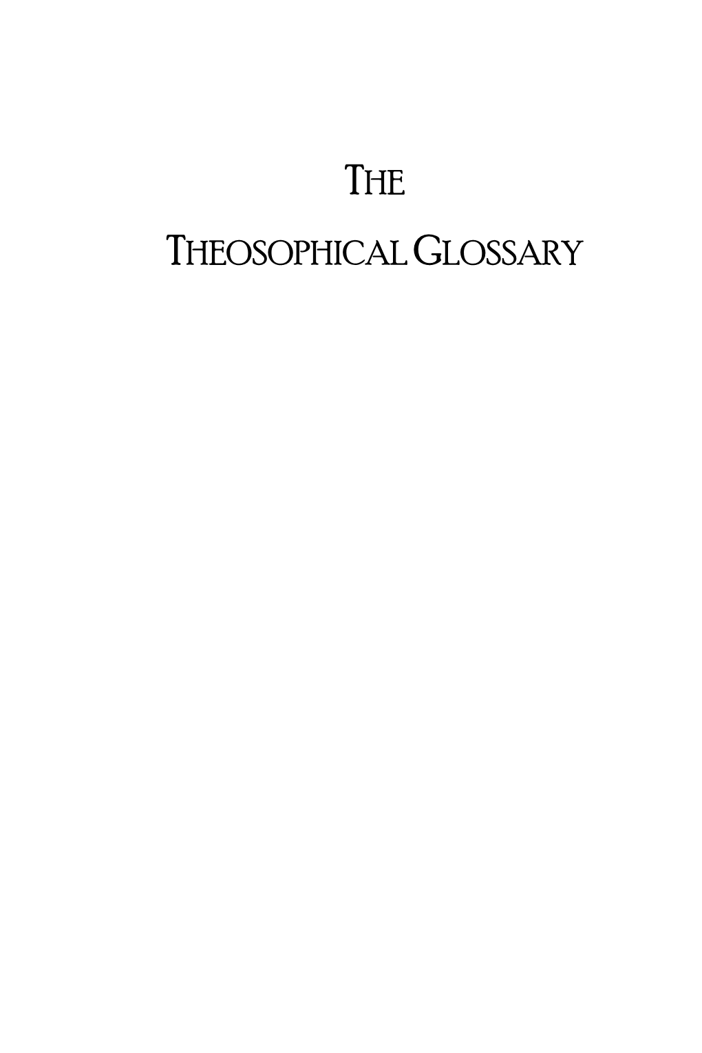 The Theosophical Glossary