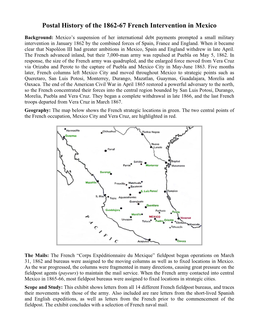 Postal History of the 1862-67 French Intervention in Mexico