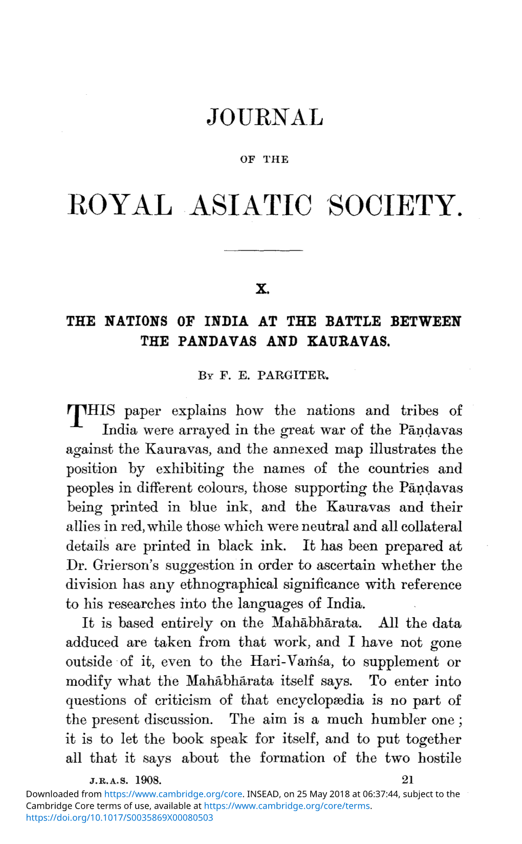 X. the Nations of India at the Battle Between the Pandavas and Kauravas