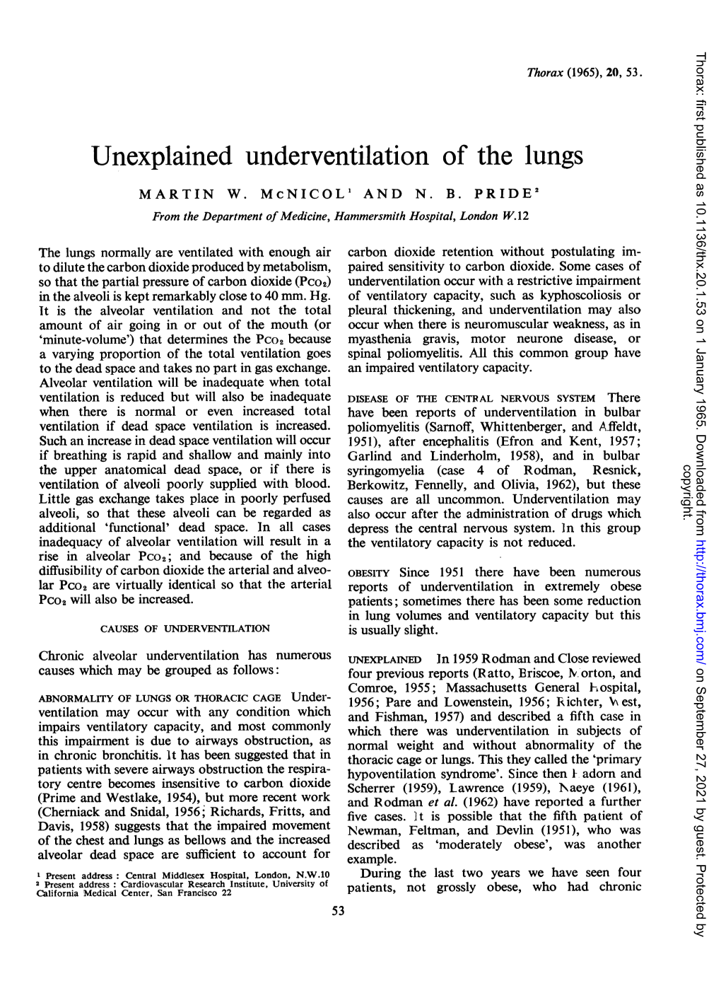 Unexplained Underventilation of the Lungs