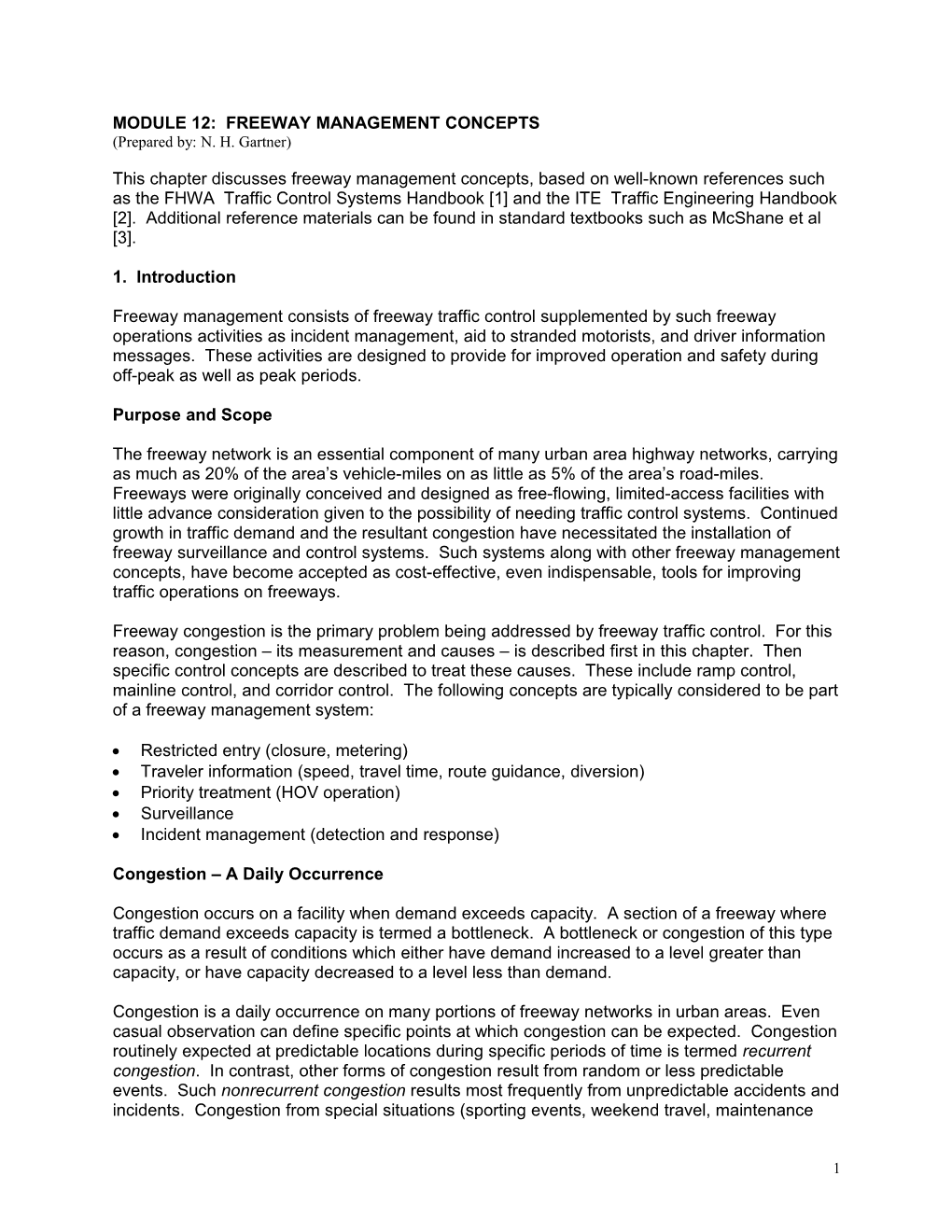 Module 12: Freeway Management Concepts