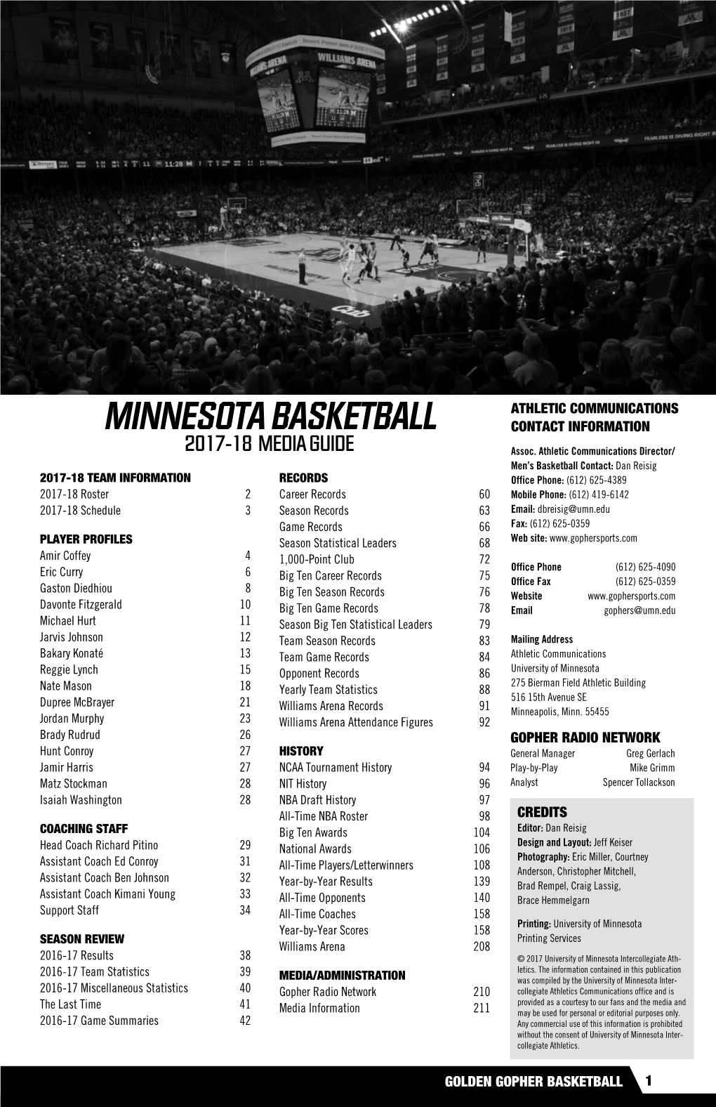 MINNESOTA BASKETBALL CONTACT INFORMATION 2017-18 MEDIA GUIDE Assoc