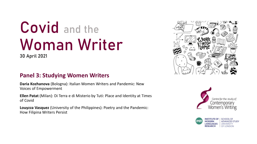Covid and the Woman Writer 30 April 2021