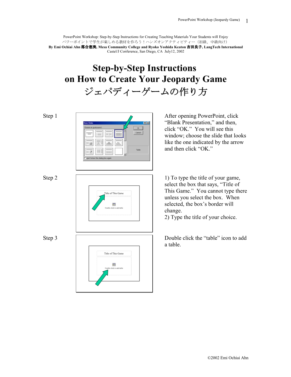 By Emi Ochiai Ahn落合恵美, Mesa Community College and Ryoko Yoshida Keaton吉田良子, Langtech