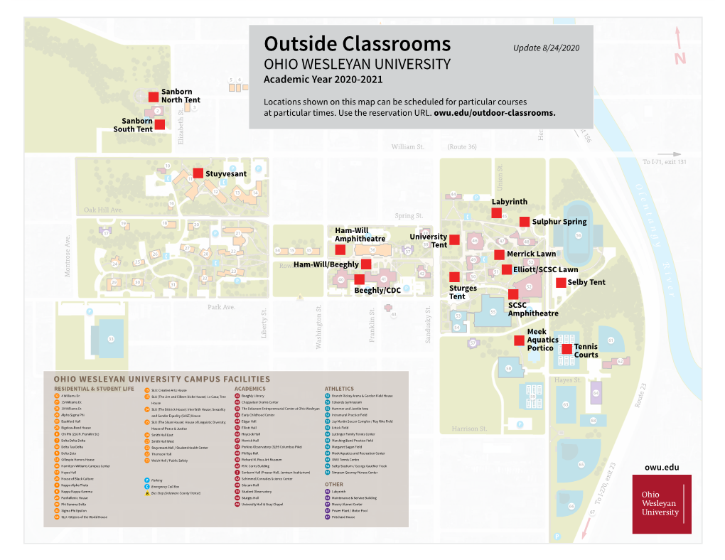 Outside Classrooms8 Update 8/24/2020 OHIO WESLEYAN UNIVERSITY 5 6 Academic Year 2020-2021 7 Sanborn Winter St