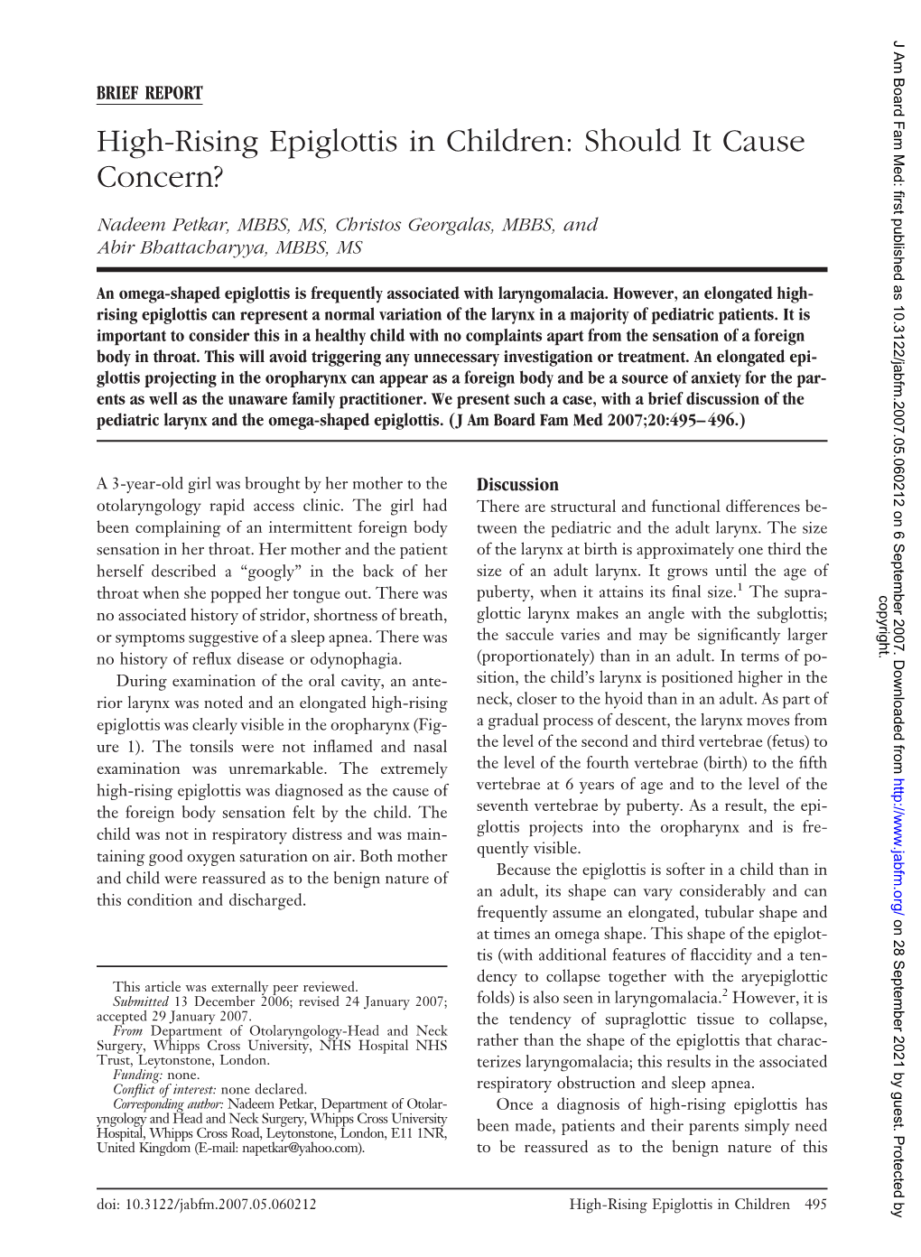 High-Rising Epiglottis in Children: Should It Cause Concern?