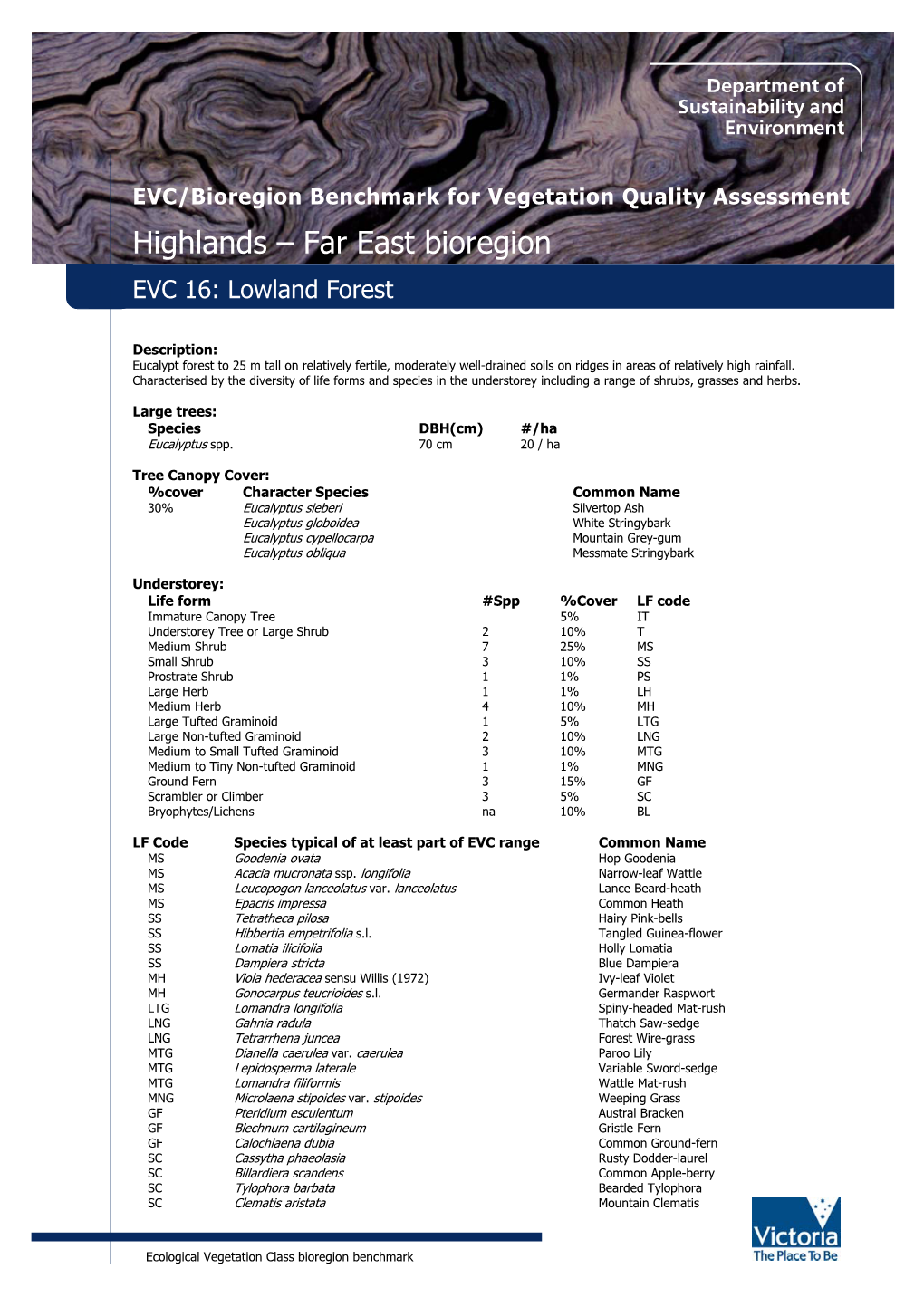 Ecological Vegetation Class Benchmarks of the Highlands-Far