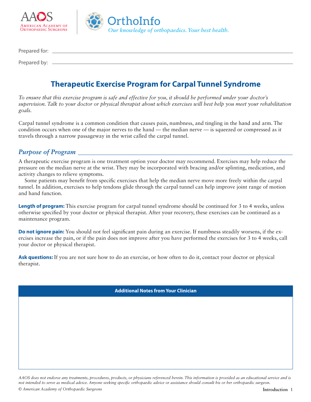 Therapeutic Exercise Program for Carpal Tunnel Syndrome