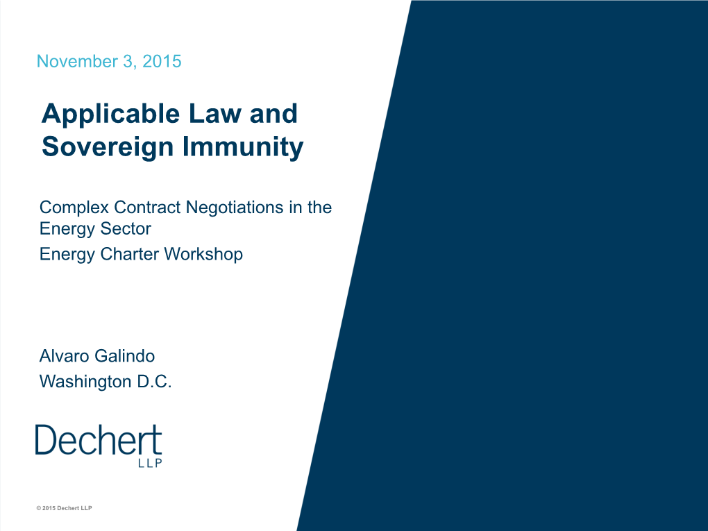 Applicable Law and Sovereign Immunity