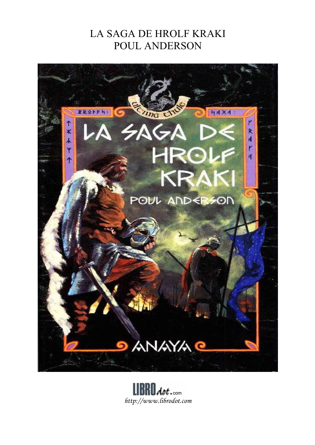 La Saga De Hrolf Kraki Poul Anderson