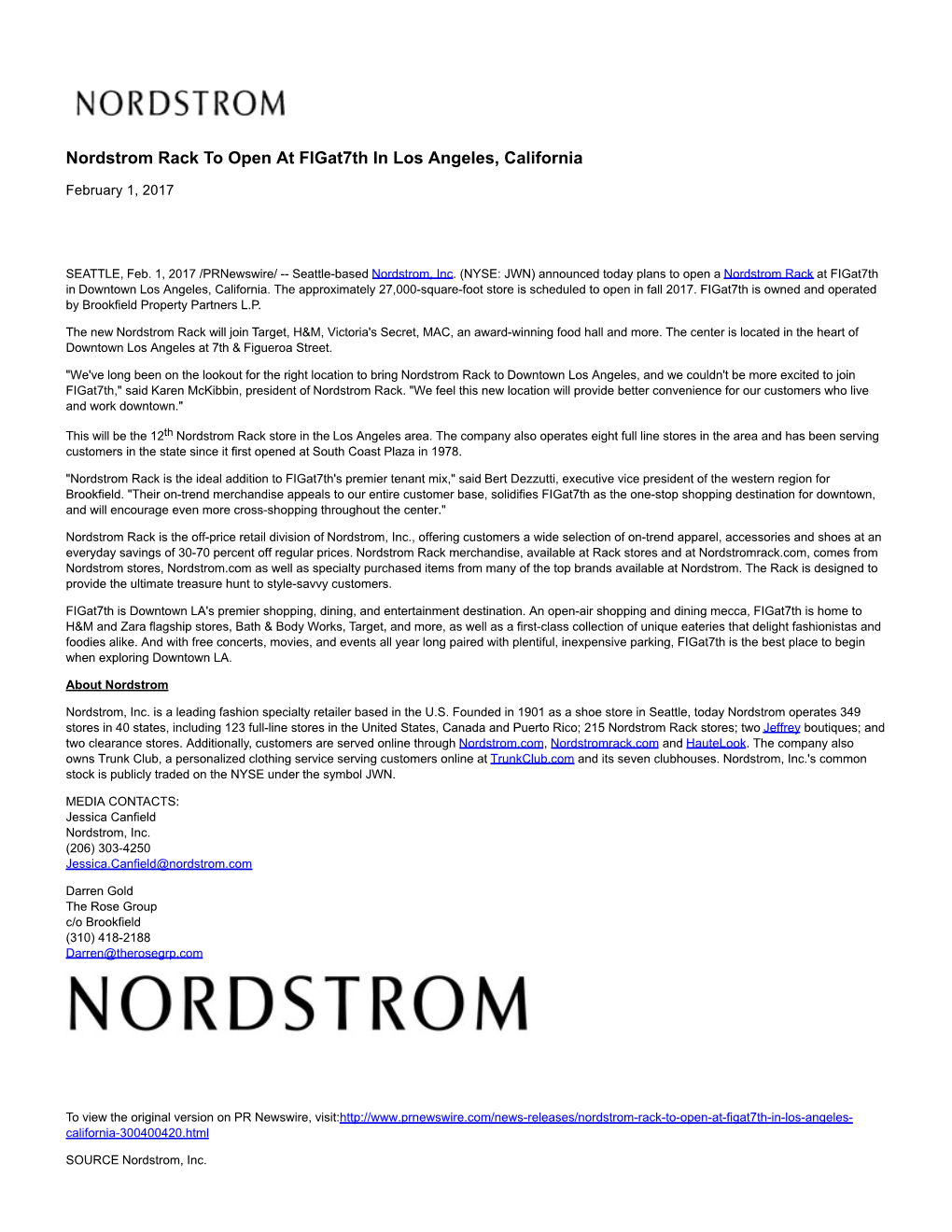 Nordstrom Rack to Open at Figat7th in Los Angeles, California