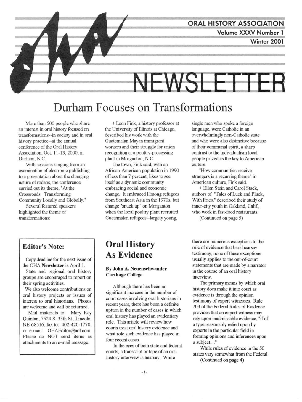 Durham Focuses on Transformations