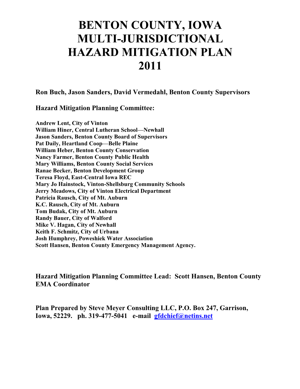 Benton County 2011 Hazard Mitigation Plan