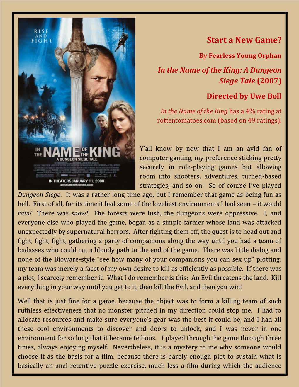 In the Name of the King: a Dungeon Siege Movie