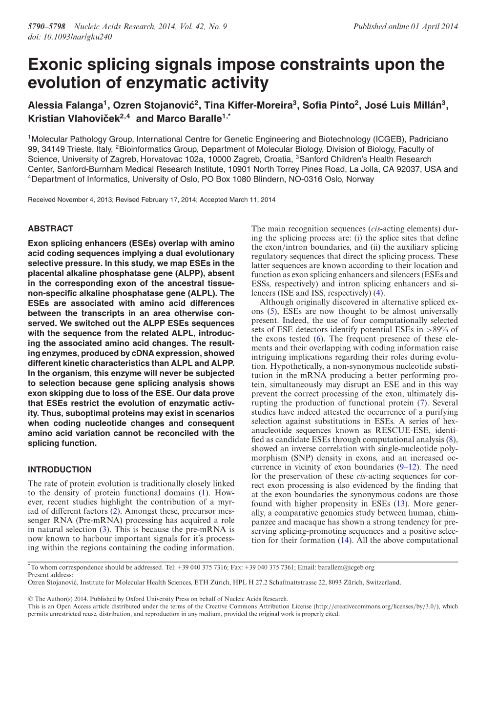 Exonic Splicing Signals Impose Constraints Upon the Evolution Of