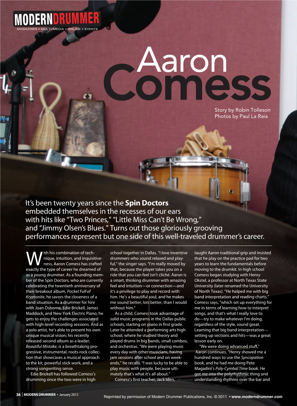 Modern Drummer 2012 Feature Article