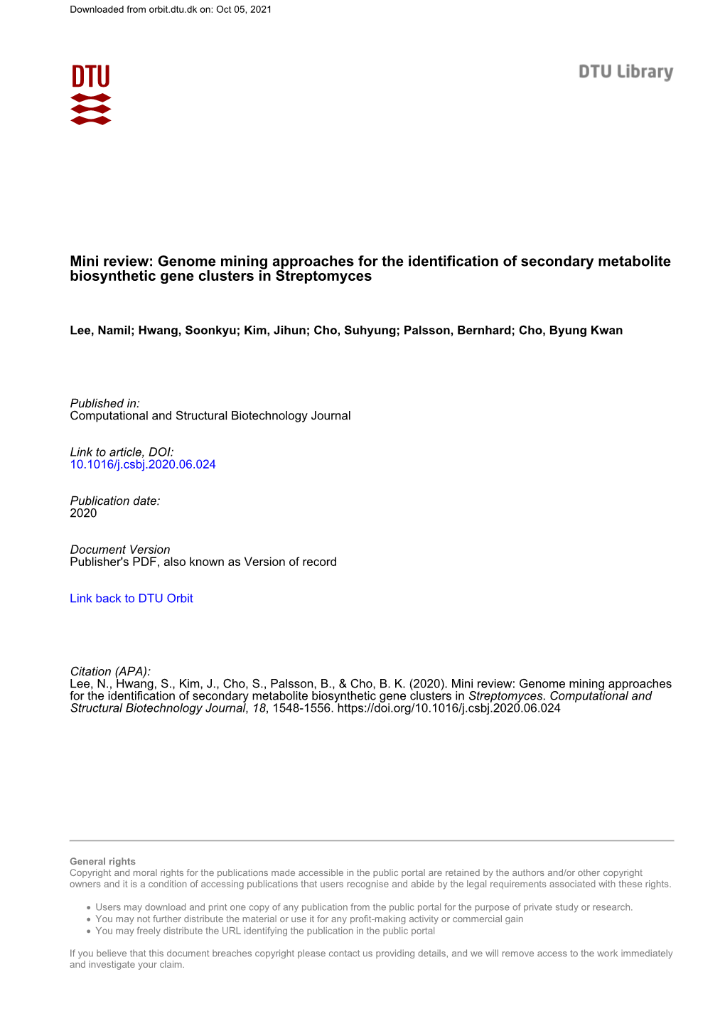 Mini Review: Genome Mining Approaches for the Identification of Secondary Metabolite Biosynthetic Gene Clusters in Streptomyces