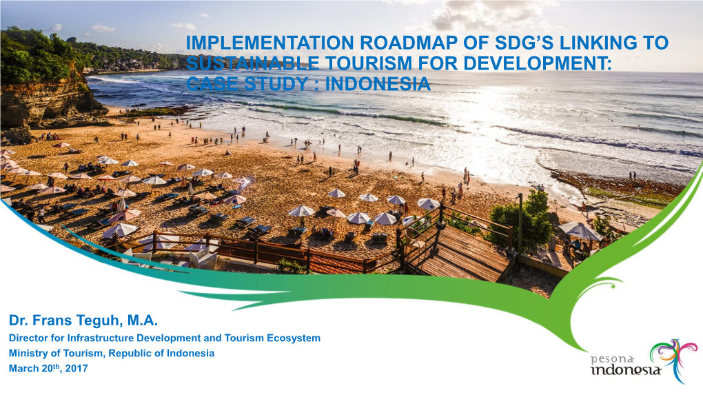 Implementation Roadmap of Sdg's Linking to Sustainable Tourism For