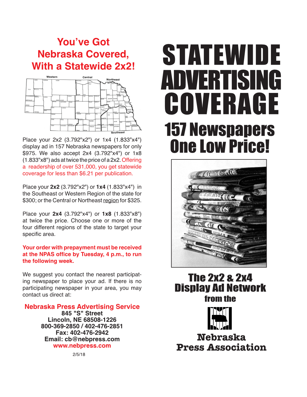 You've Got Nebraska Covered, with a Statewide 2X2!