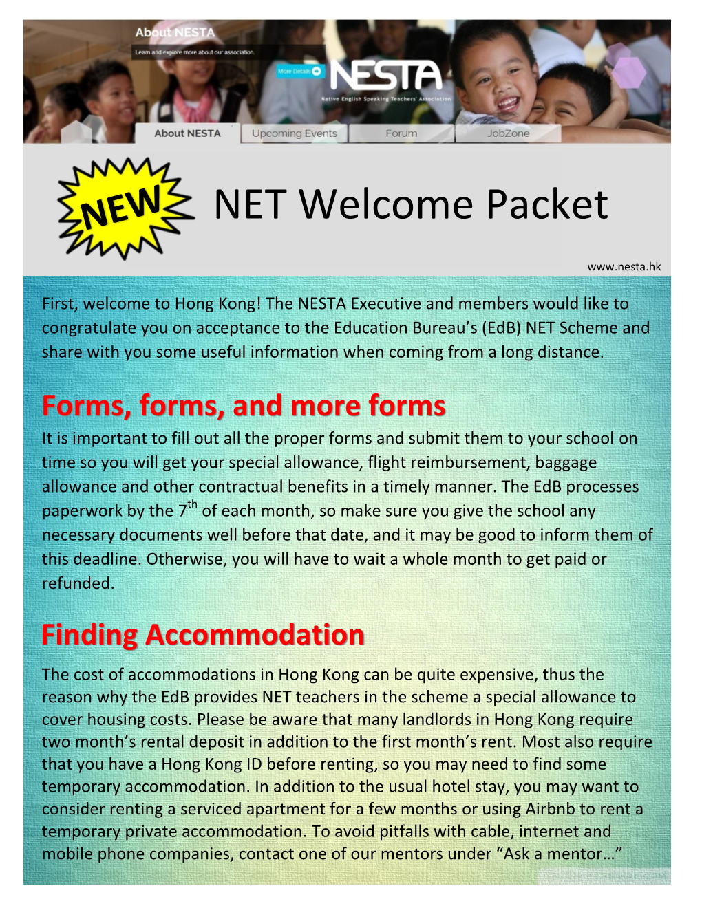 NET Welcome Packet