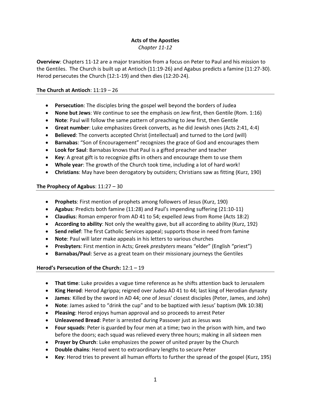 Acts of the Apostles Chapter 11-12 Overview