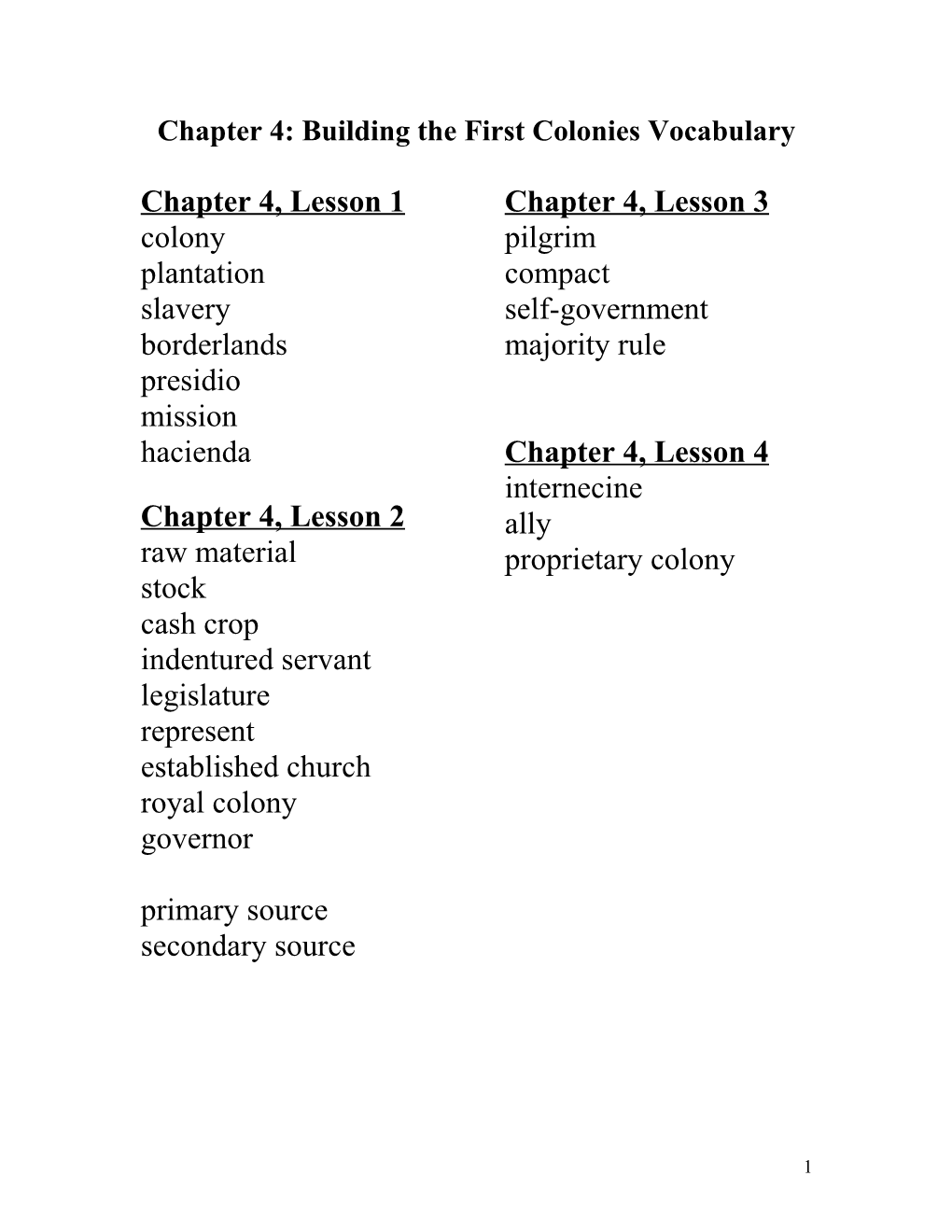 Chapter 1: Early People Vocabulary s1