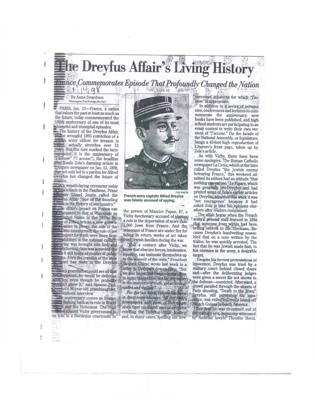 Elie Dreyfus Affair's Livirig`History Gince4commejn.Orates Episode That Profoundly Changed the Nation ....—= ,4 �, �., 1 ., I K-)H 9� I Suomalyemoia