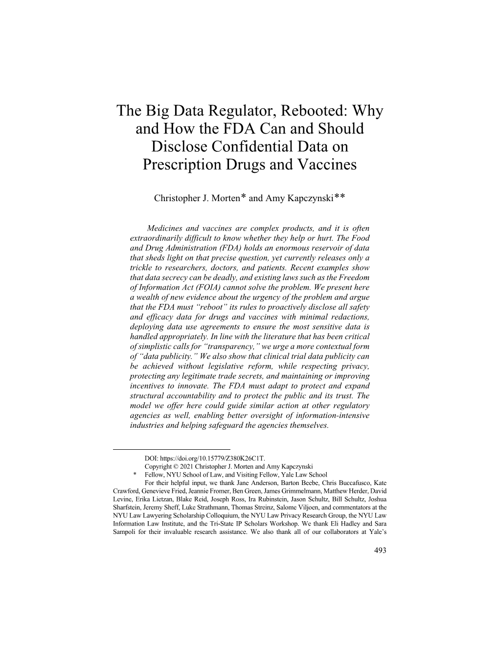 The Big Data Regulator, Rebooted: Why and How the FDA Can and Should Disclose Confidential Data on Prescription Drugs and Vaccines