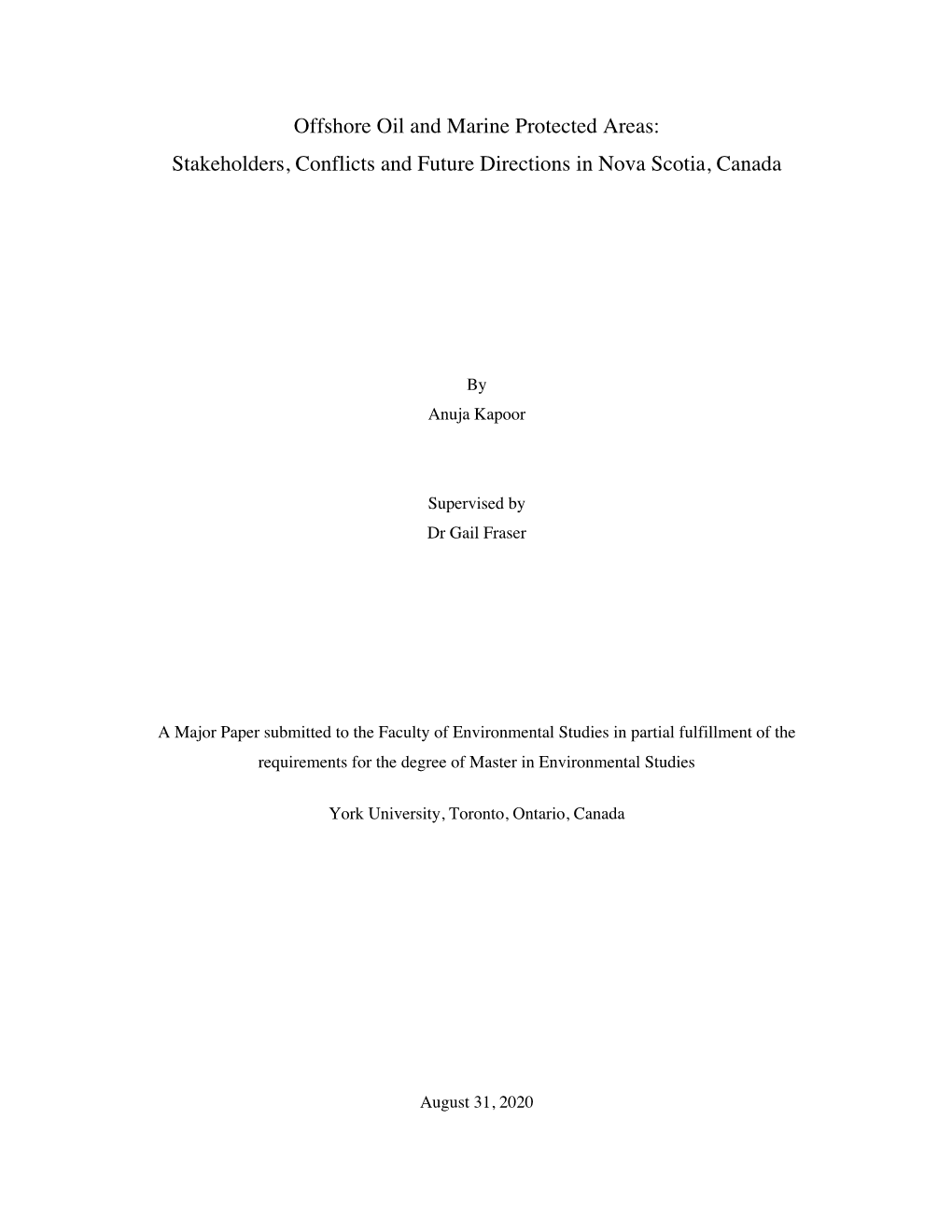 Stakeholders, Conflicts and Future Directions in Nova Scotia, Canada