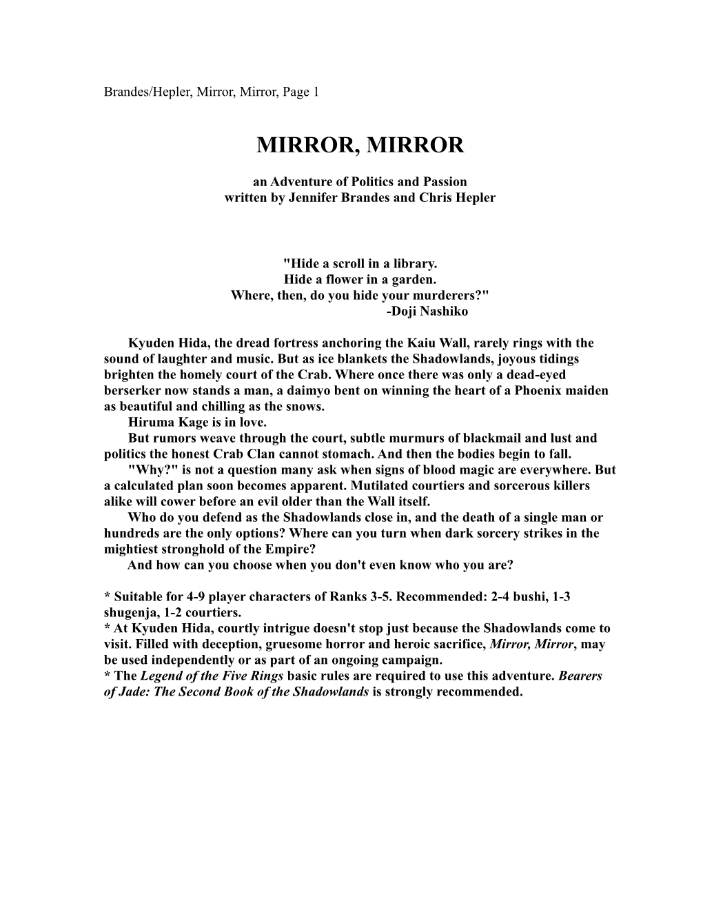 Mirror, Mirror, Page 1