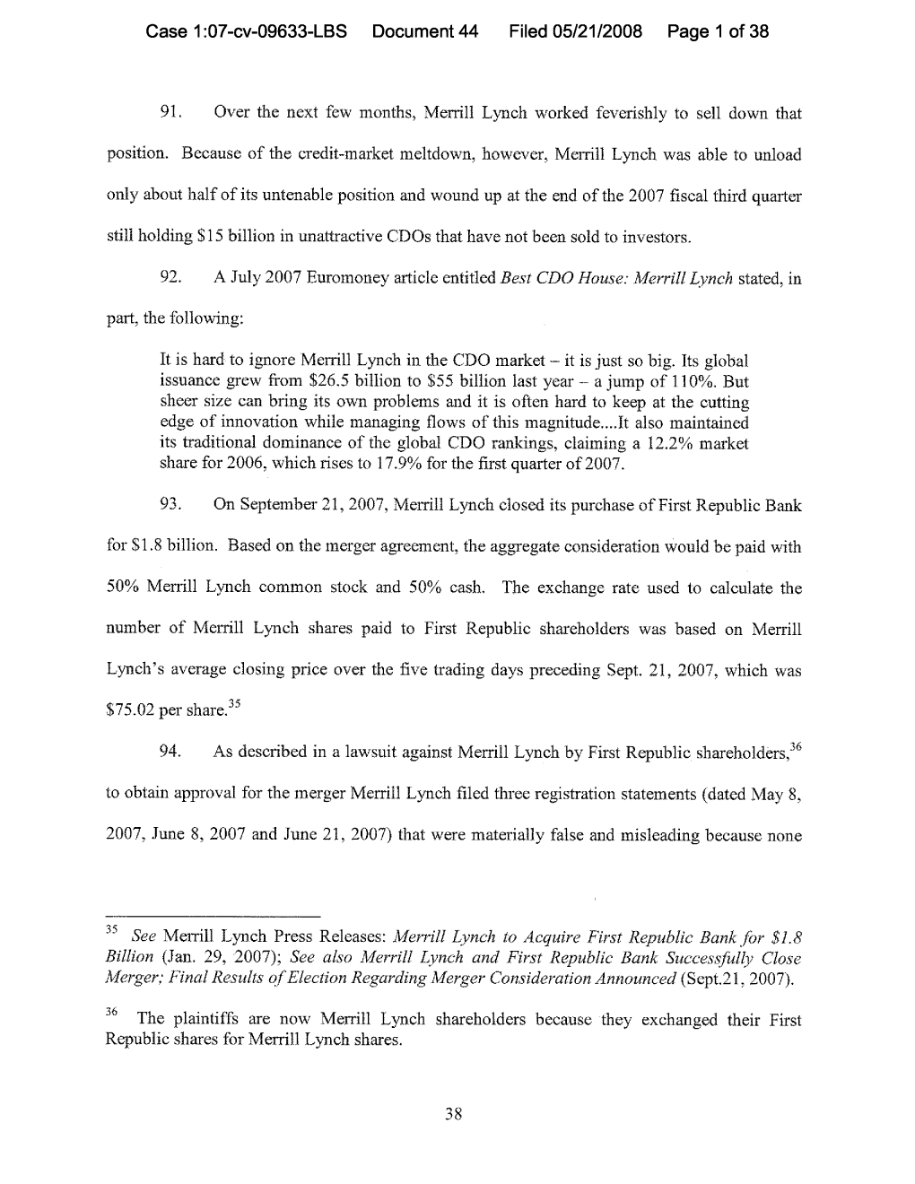 Case 1:07-Cv-09633-LBS Document 44 Filed 05/21/2008 Page 1 of 38