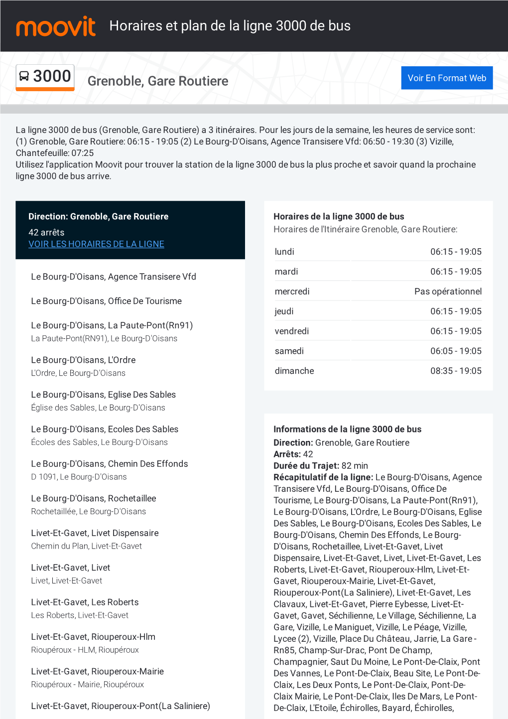 Horaires Et Trajet De La Ligne 3000 De Bus Sur Une Carte