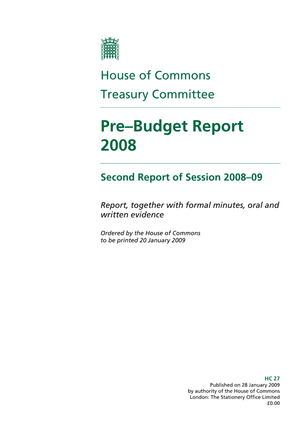 Pre–Budget Report 2008