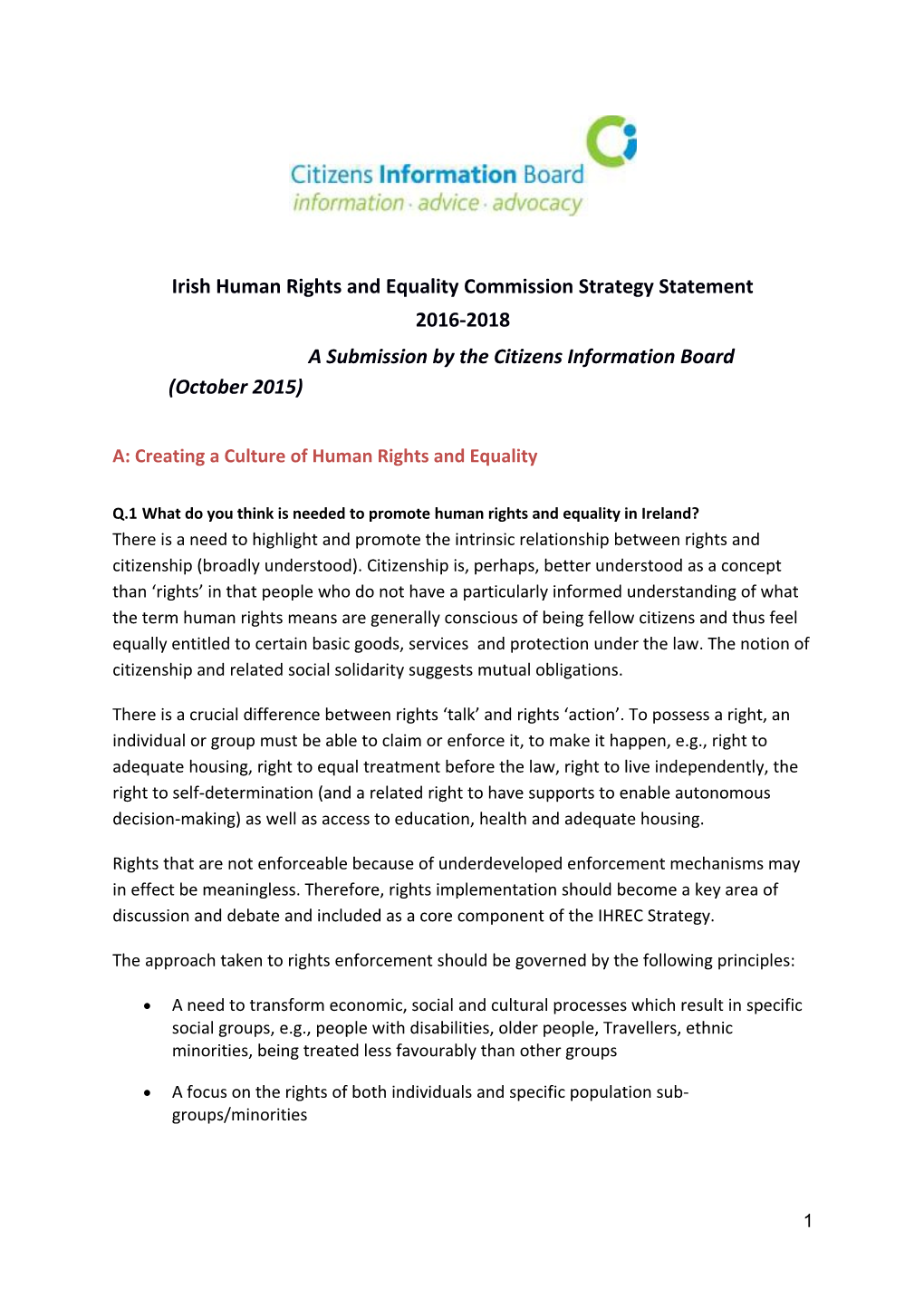 Irish Human Rights and Equality Commission Strategy Statement