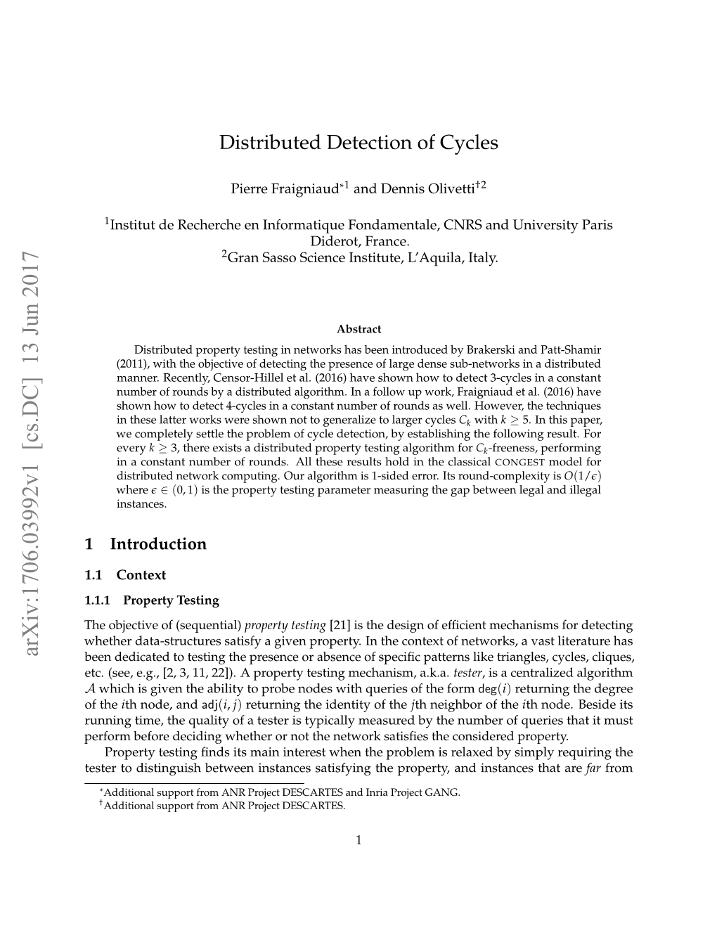Distributed Detection of Cycles