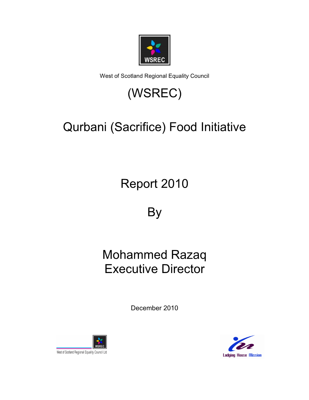 (WSREC) Qurbani (Sacrifice) Food Initiative Report 2010 by Mohammed Razaq Executive Director