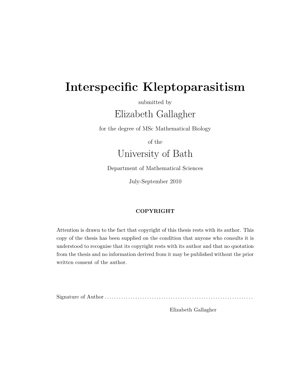 Interspecific Kleptoparasitism