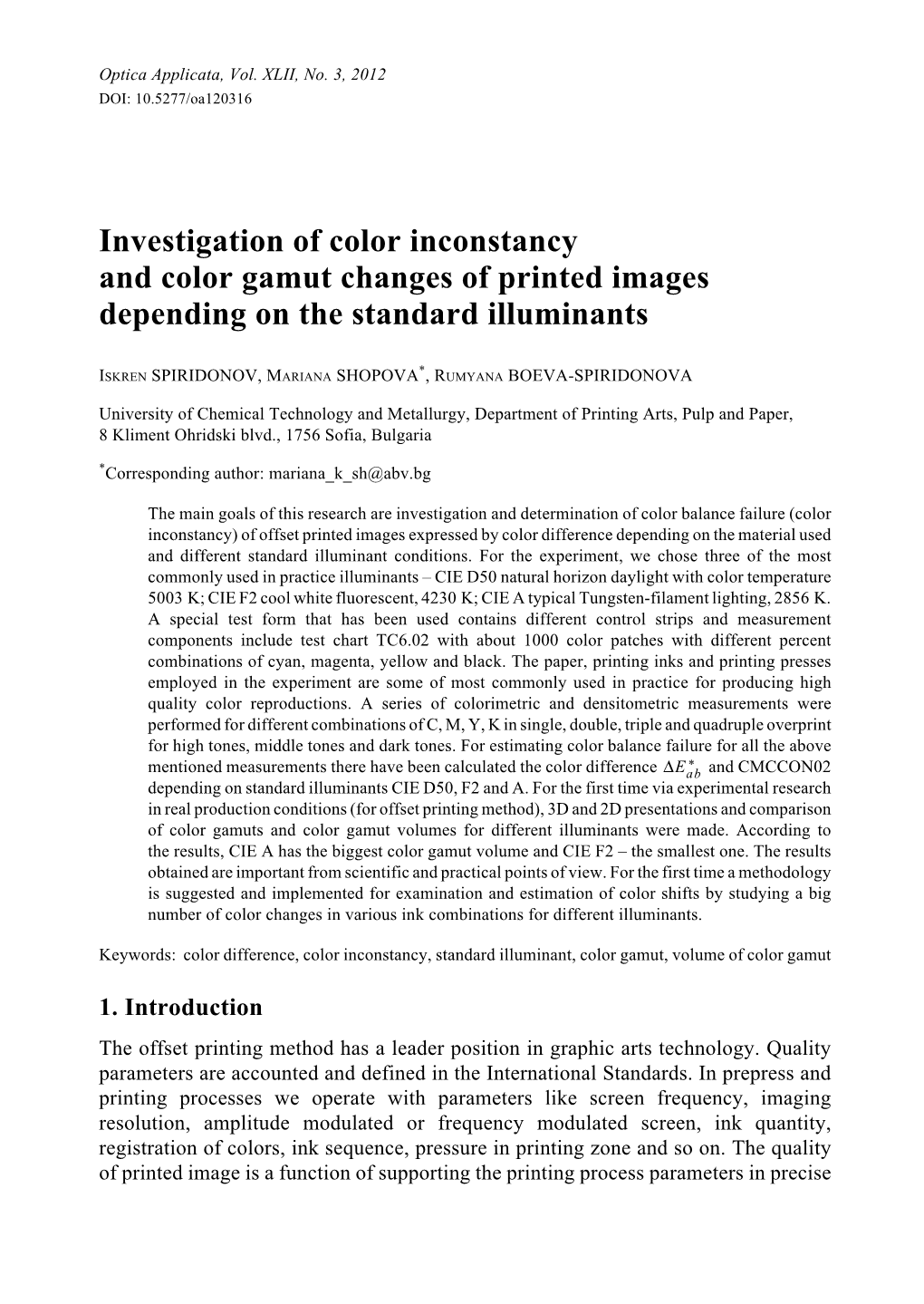 Investigation of Color Inconstancy and Color Gamut Changes of Printed Images Depending on the Standard Illuminants