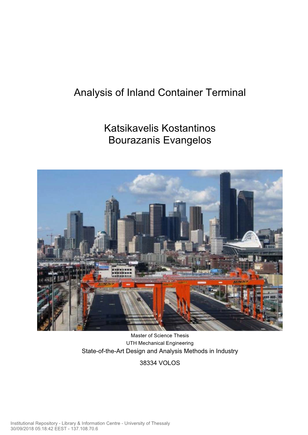 Analysis of Inland Container Terminal Katsikavelis Kostantinos