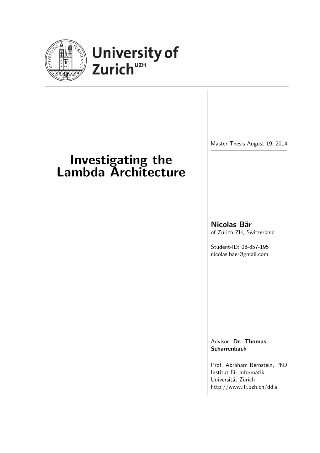 Investigating the Lambda Architecture