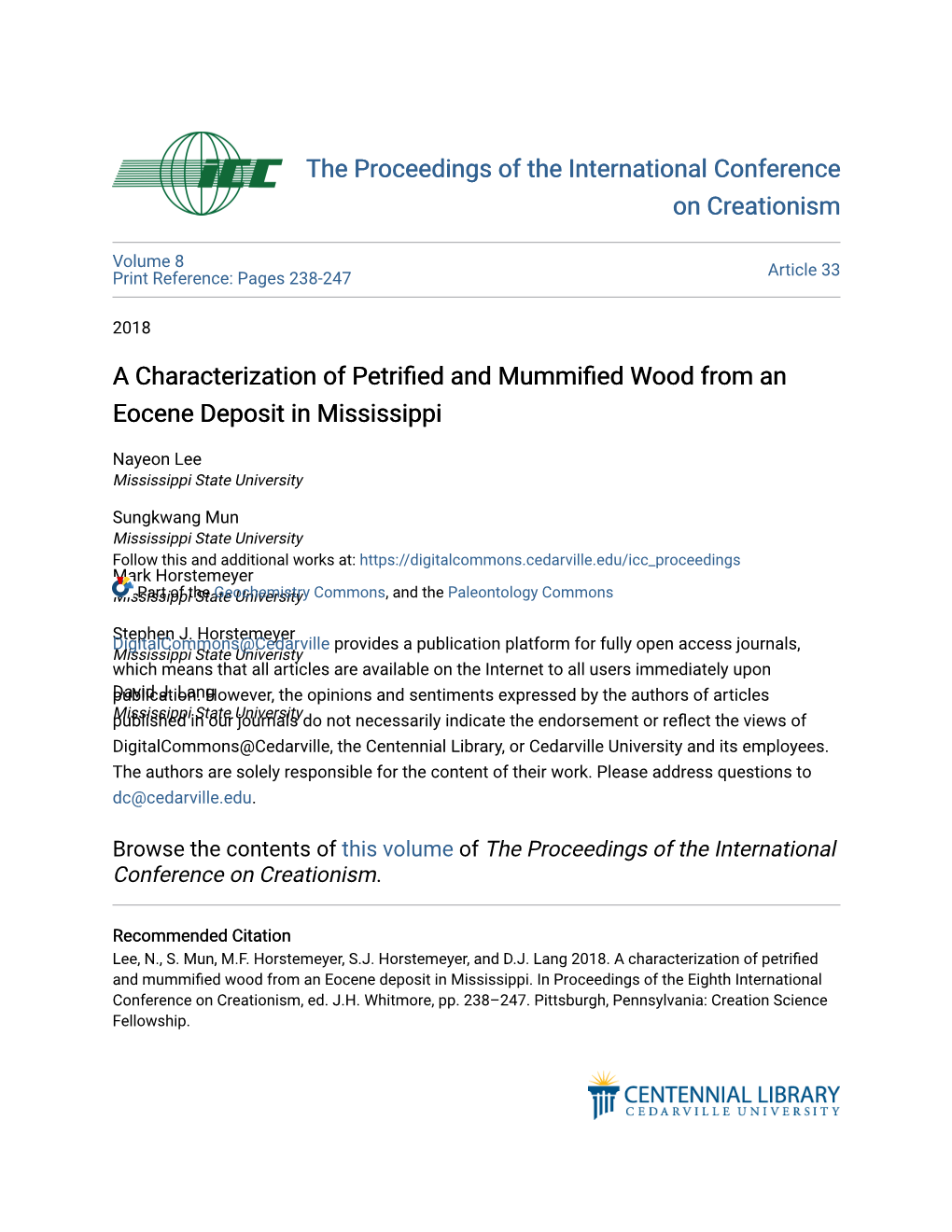 A Characterization of Petrified and Mummified Wood from an Eocene Deposit in Mississippi